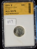 1959 Roosevelt Dime MS70