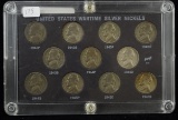 1942-45 War Time Jefferson Nickel Set