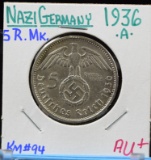 1936-A Nazi Germany 5 RMK AU Plus KM 94