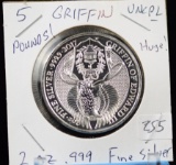 2017 5 Griffin Great Britain 2oz .999 Fine Silver Proof