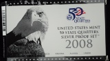 2008 US Mint 50 State Quarter Silver Proof Set