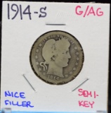 1914-S Barber Quarter G/AG Semi Key