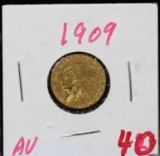 1909 $2.5 Gold Indian AU