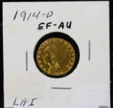 1914-D $2.5 Gold Indian EF/AU
