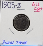 1905-S Barber Dime AU58 Plus Sharp Strike