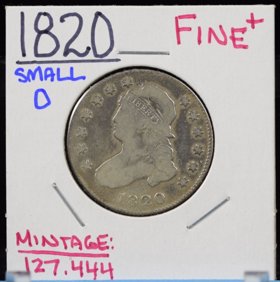 1820 Small O Bust Quarter Fine Plus