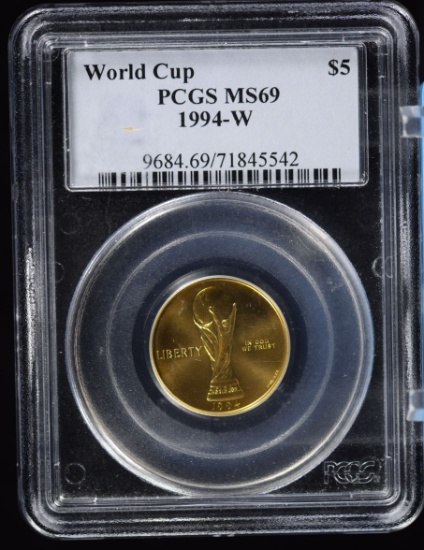 1994-W $5 Gold World Cup PCGS MS-69 .242 oz Gold