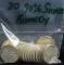 Bag of 20 Kennedy 90% Silver Halves Green