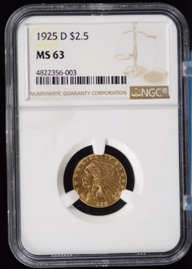1925-D Indian Head Gold $2.50 NGC MS63