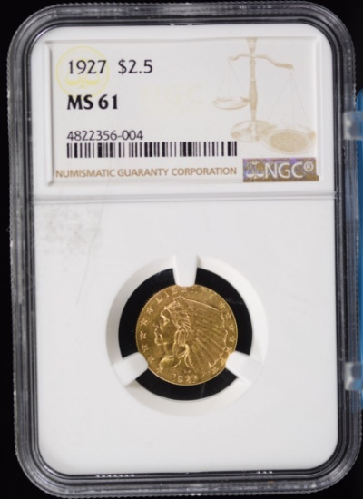 1927 Indian Head Gold $2.50 NGC MS61