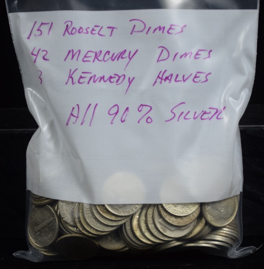 Bag of 151 Roosevelt 42 Mercury 3 Kennedy All 90%