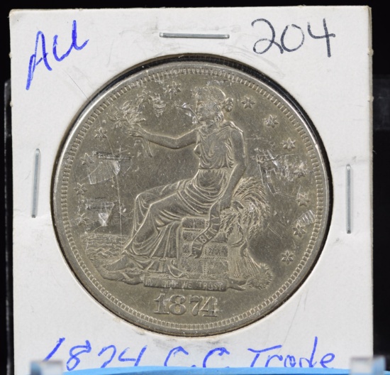 1874-CC Trade Dollar AU