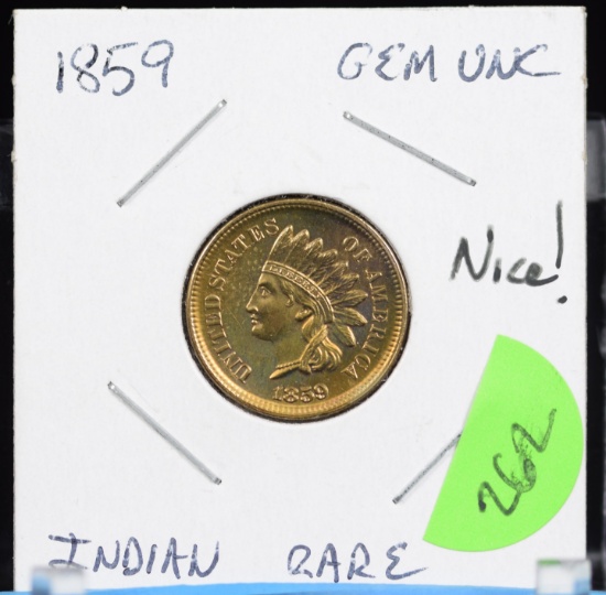 1859 Copper Indian Head Cent GEM UNC Superb