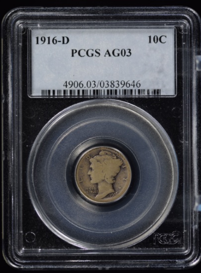 1916-D Mercury Dime PCGS AG 3
