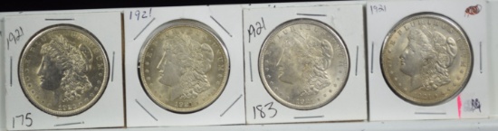 1921 4 Morgan Dollars AU 4 Coins