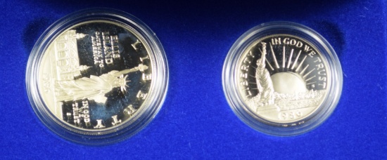 Statue of Liberty Silver Dollar and Half Dollar Set