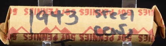 Roll of Steel War Lincoln Cents 1943 50 pieces