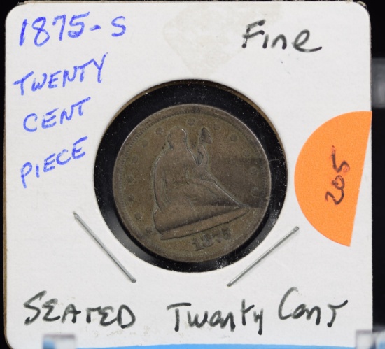 1875-S Seated Twenty Cent Piece San Francisco Fine