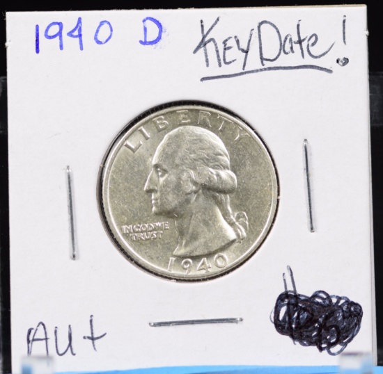 1940-D Washington Quarter AU Plus Key Date