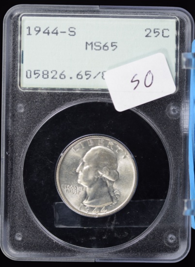 1944-S Washington Quarter MS-65 "old rattler" PCGS