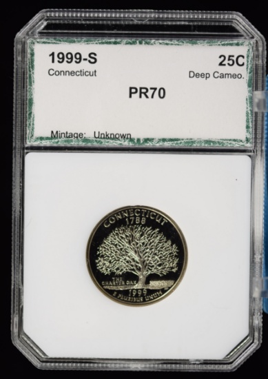 1999-S Proof Connecticut Quarter PCI PF70