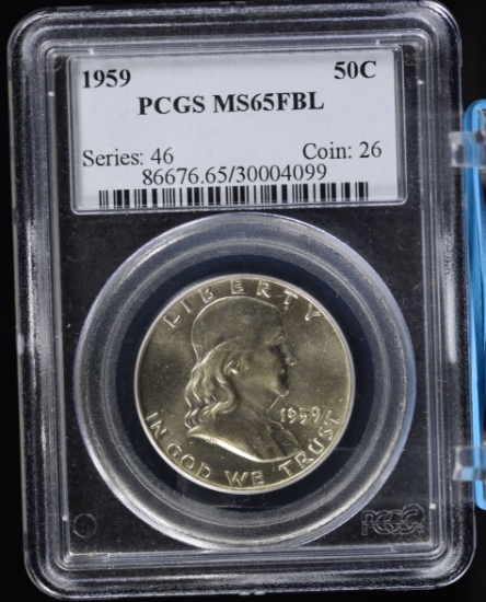 1959 Franklin Half Dollar PCGS MS65 FBL