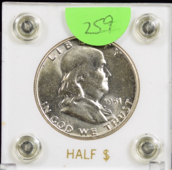 1951 Franklin 90 Percent Silver Half GEM White Unciculated