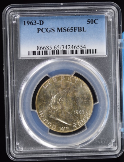 1963-D Franklin Half Dollar PCGS MS65 FBL