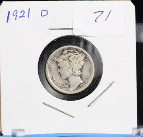 1921-D Mercury Silver Dime Fine