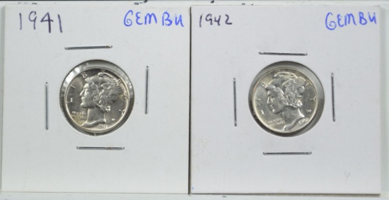 1941 & 1942 Mercury Dimes