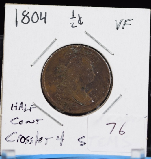 1804 Half Cent Crosslet 4 Stems VF