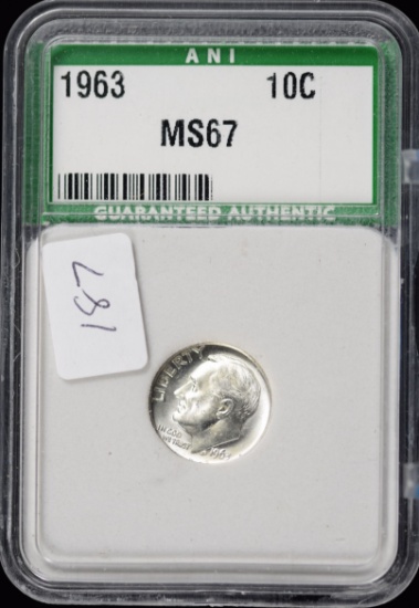 1963 Roosevelt Silver Dime ANI MS-67