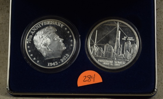 2001 Kennedy and 9/11 Silver Proof set 2 Coins