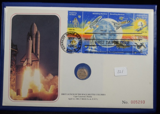 Official First Day of Issue Space Shuttle Gold Coin/Stamp