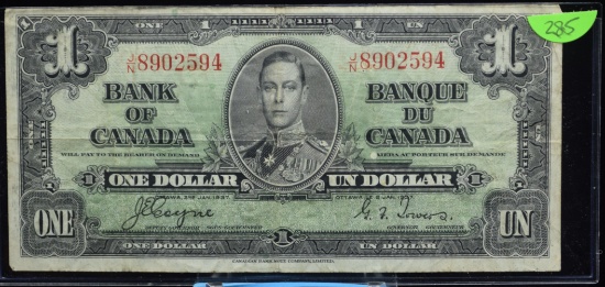 1937 King George Bank of Canada Very Fine Condition