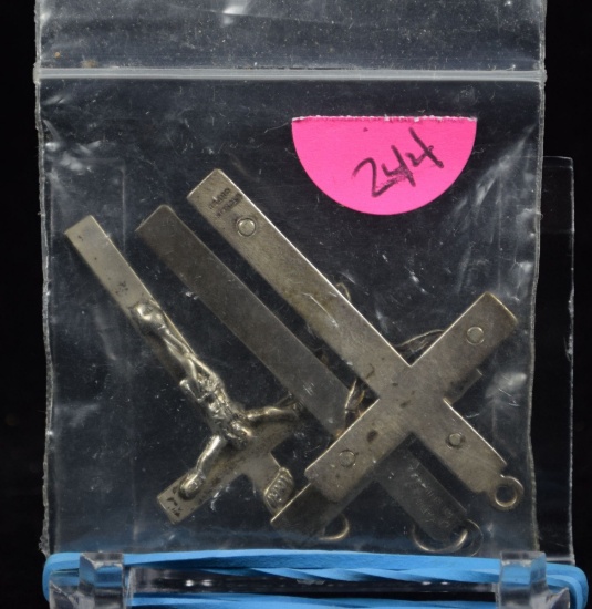 3 Large Sterling Silver Crosses for 1 bid