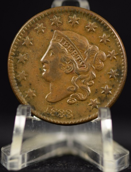 1833 Large Cent XF Medium Brown