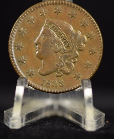 1833 Large Cent XF Medium Brown