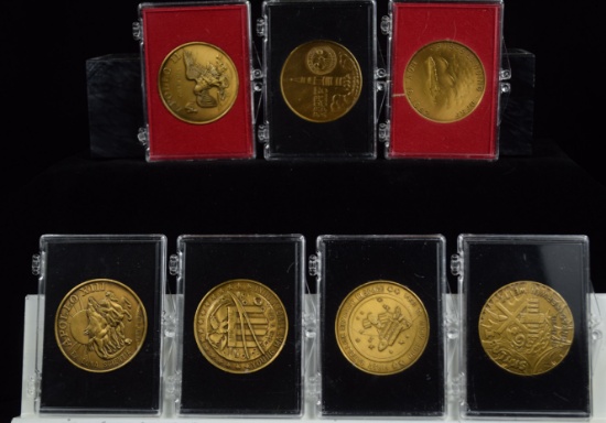 7 Bronze Space Medals Apollo, Skylab, Challenger
