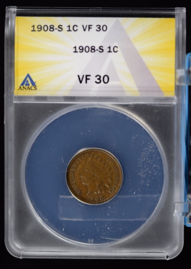1908-S Indian Head Cent ANACS VF-30