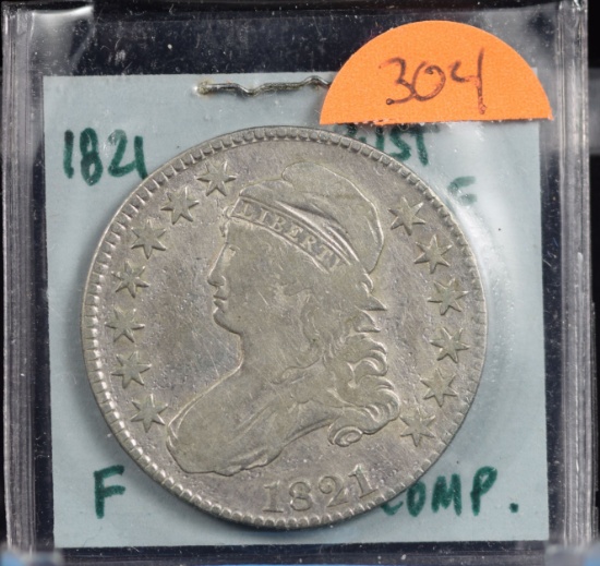 1821 Bust Half Silver Half Dollar Fine 50c