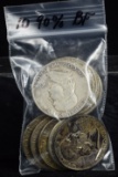 Bag of 10 Franklin 90% Silver Halves