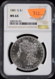 1881-S Morgan Silver Dollar NGC MS-64 Gem Unc