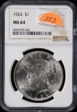 1924 Peace Silver Dollar PCGS MS 64