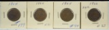 1864 64 65 66 Two Cent Pieces 4 Coins