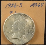 1926-S Peace Dollar MS 64