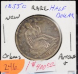 1855-O New Orleans Seated Half Dollar Extra Fine/AU