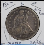 1847 Seated Liberty Dollar Silver Very Fine