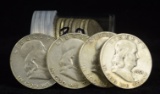 Roll of Franklin Silver Half Dollars