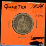 1854 Seated Quarter with Arrows VG Plus